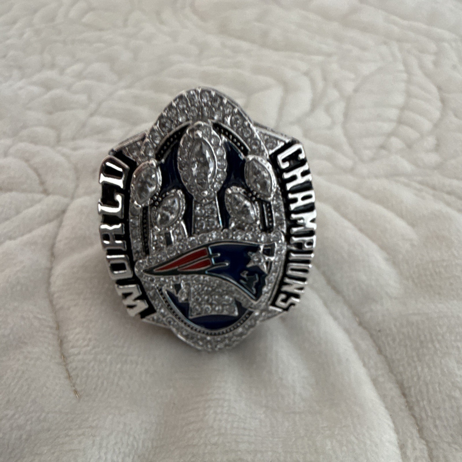 NE Patriots Supperbowl Alloy Steel Ring Blue / Steel Color Ring Size 10? I Think