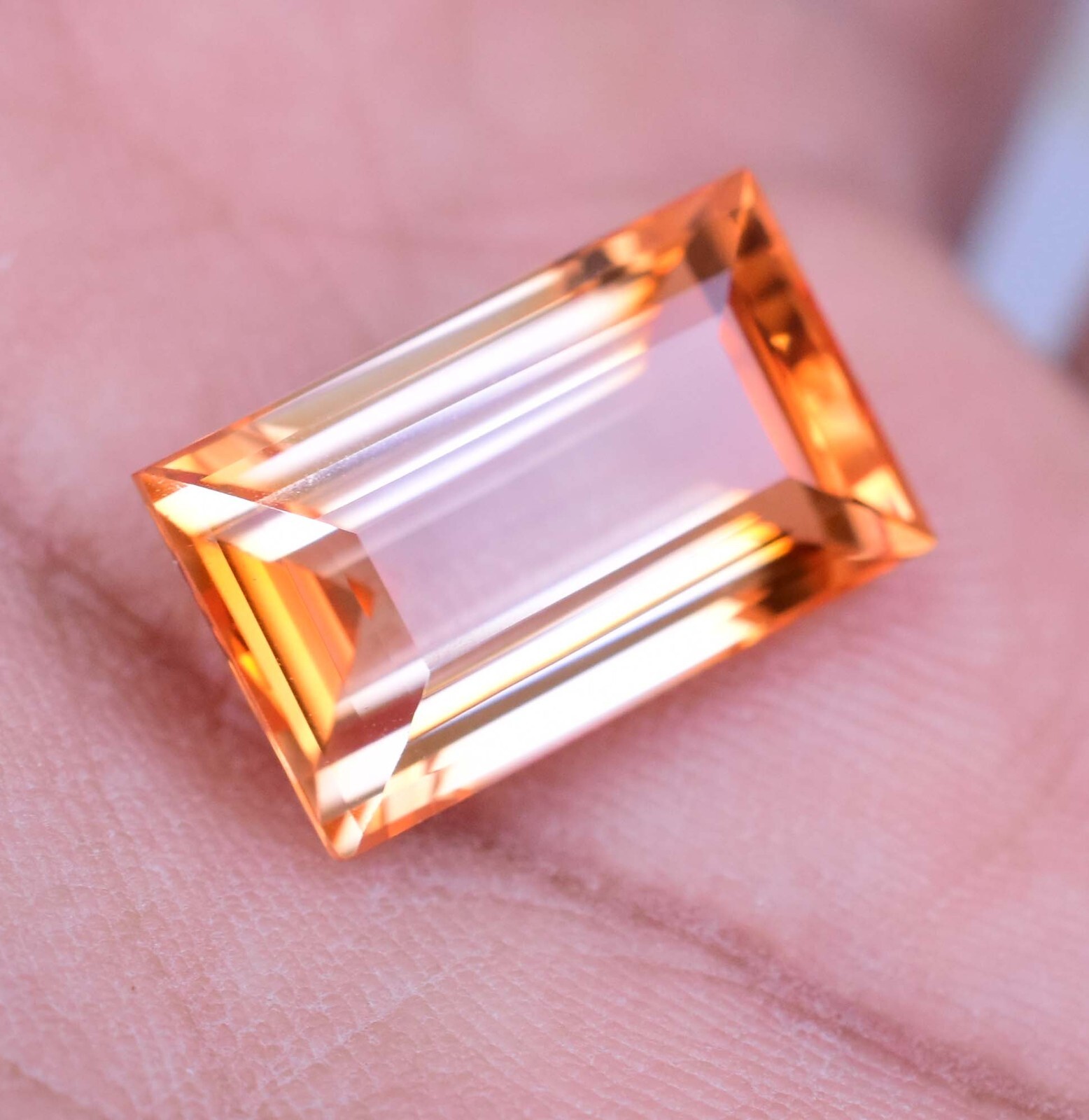Natural imperial Topaz 9.10 Ct Baguette Stunning AGL Certified Loose Gemstone