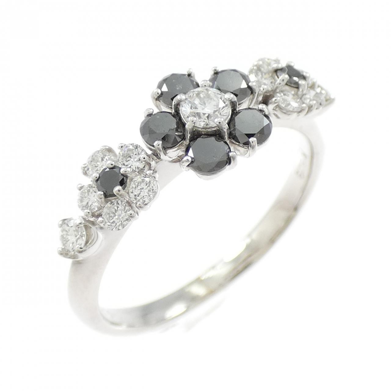 Authentic K18WG Flower Diamond Ring 0.30CT #230-000-226-6663