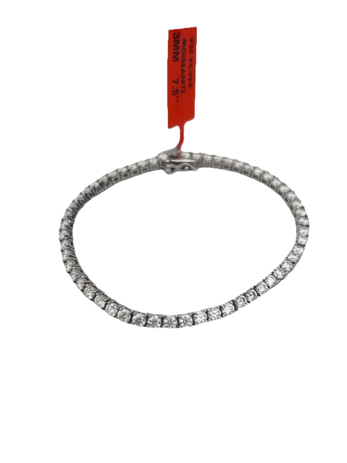 925 silver moissanite tennis bracelet 8.00 cwt. 3mm wide 7.5 inch long