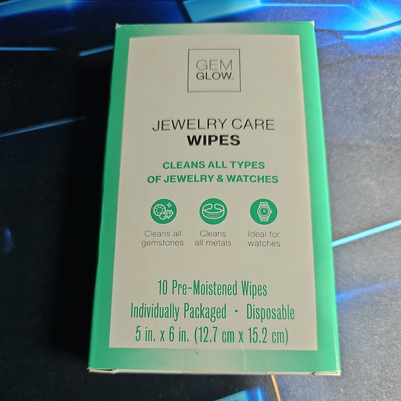 Gem Glow Jewelry & Watch Cleansing Wipes 5″ x 6″ 10 Individually Packaged Wipes