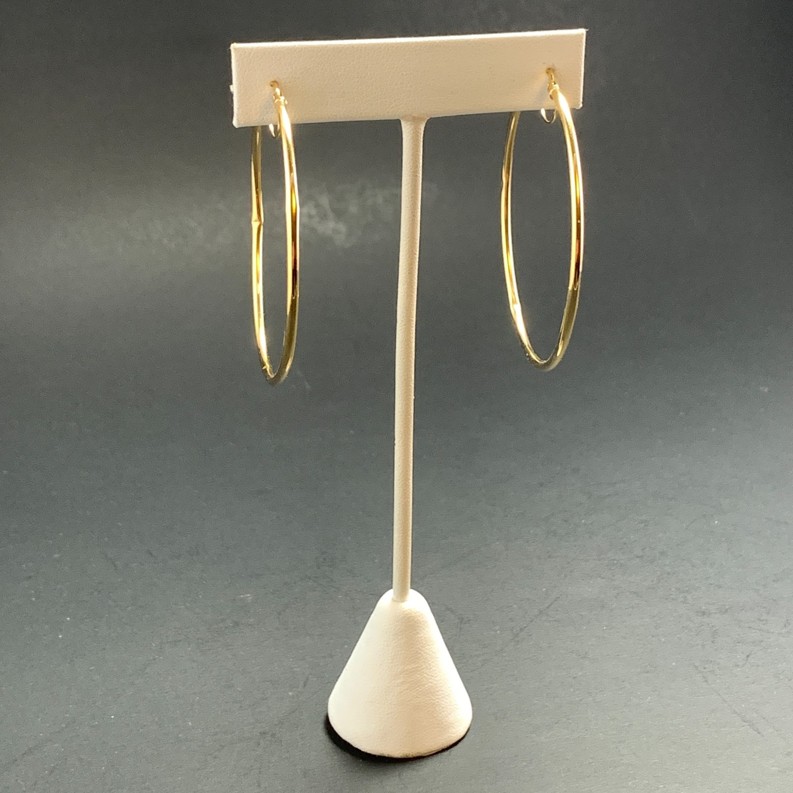 Vintage 14KT Yellow Gold Tube Hoop Earrings 2.25″ by 2mm 2.5+ grams AS IS DENTS