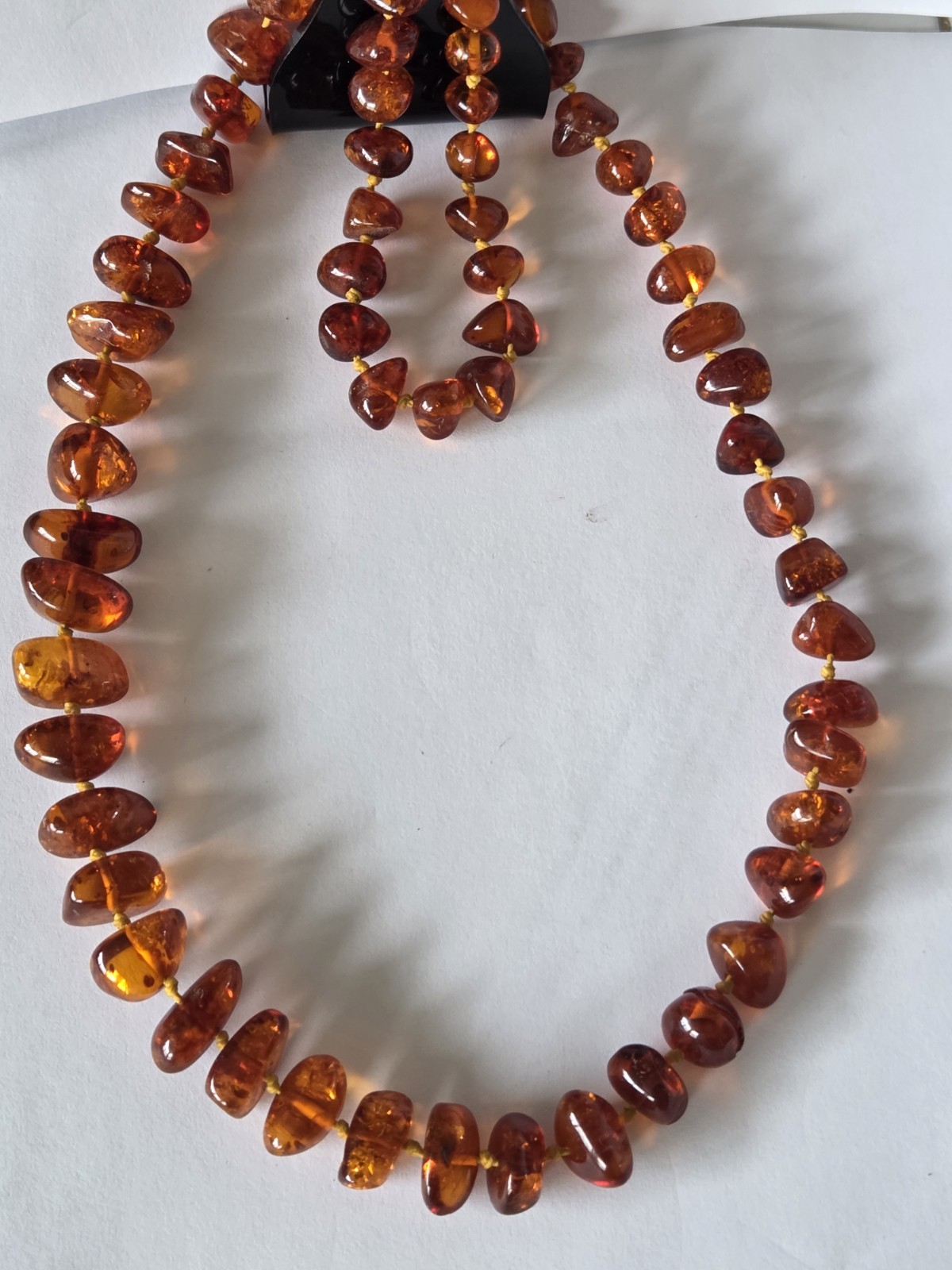 Baltic Amber Nuggets Knotted Necklace & Earrings
