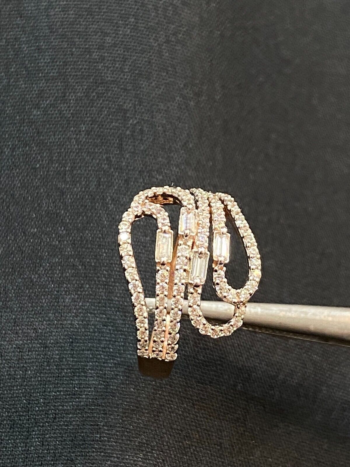 Pave 0.89 Cts Round Baguette Cut Diamonds Engagement Band Ring In 14K Gold