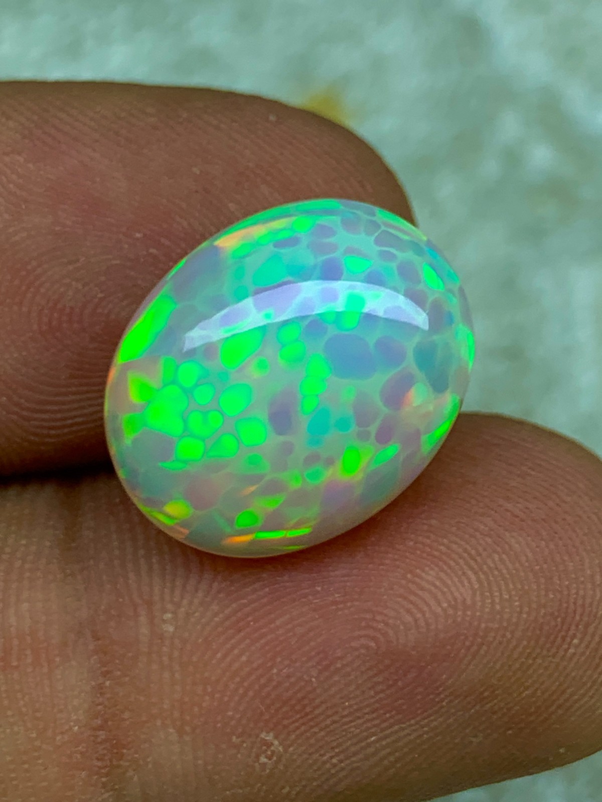 Natural Ethiopian Welo Opal 9.4ct Oval Cabochon Honeycomb Pattern Loose Gemstone