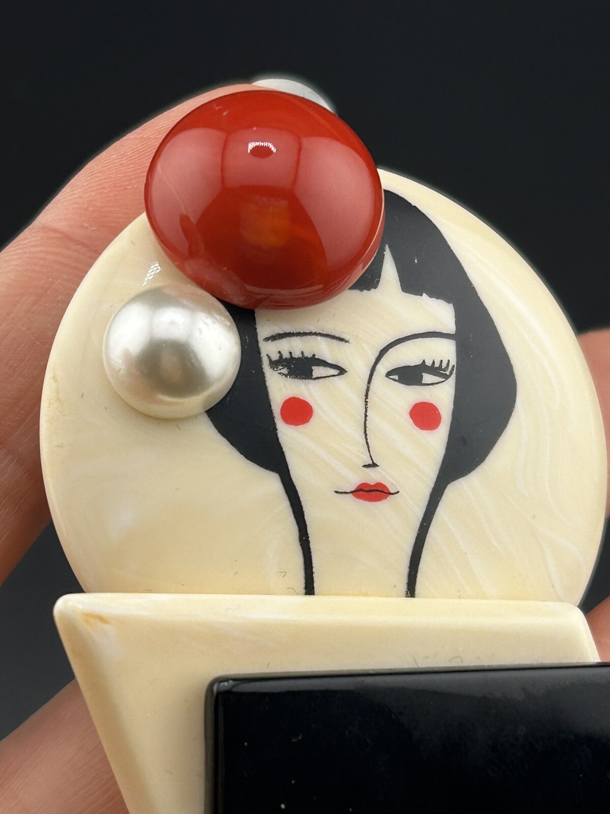 Moscow Nellie Mosca Subway Collection Signed Rosso Cuore Brooch Pin Italy