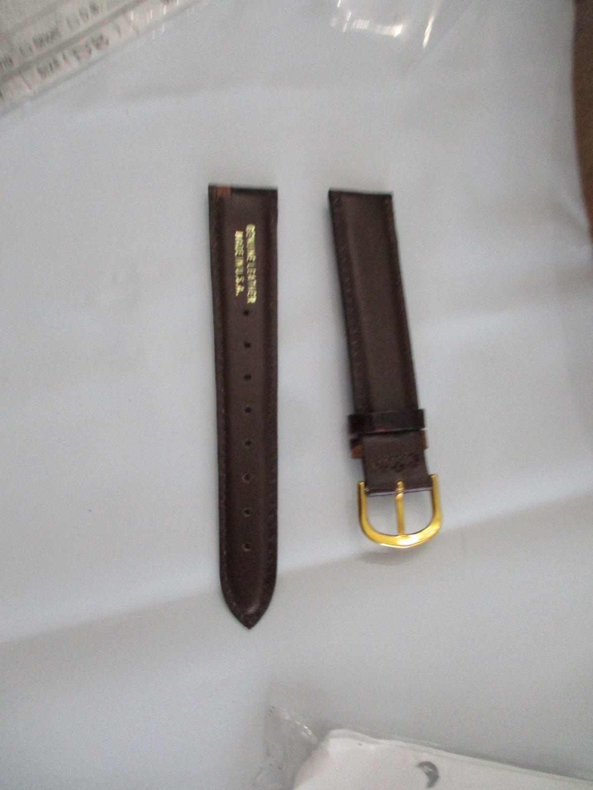 watchstrap watch band strap 18mm leather gold usa brown croco grain
