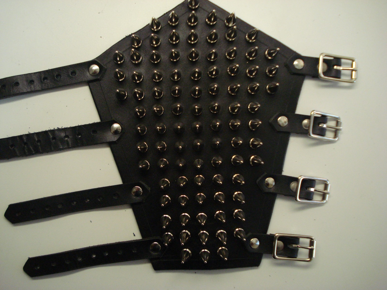 LEATHER UNISEX SPIKE GAUNTLET.BLACK METAL ….(MDLUG0257)…. FORGOTTEN TOMB
