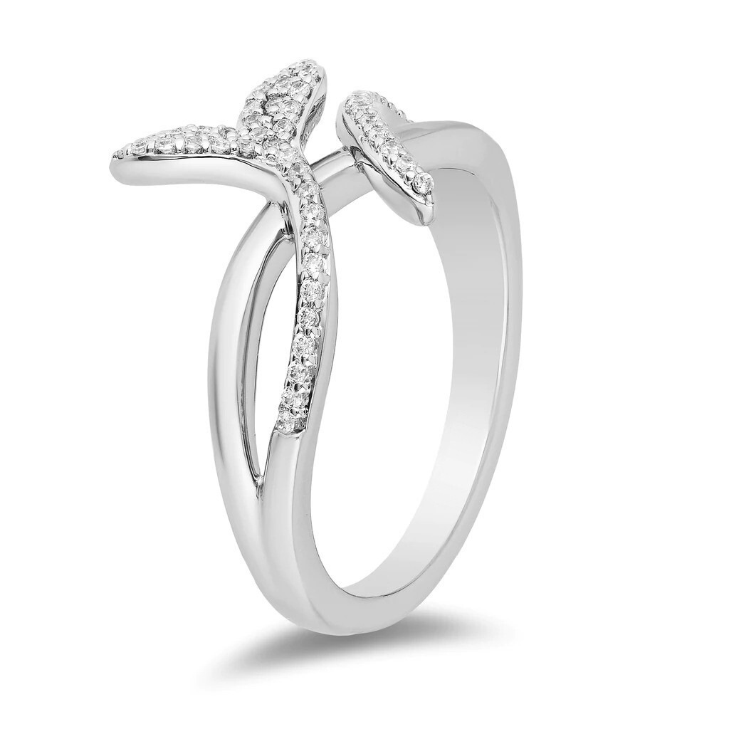 0.27Ct White Round Cut CZ Whale Fin Inspired Women’s Ring In 925 Sterling Silver