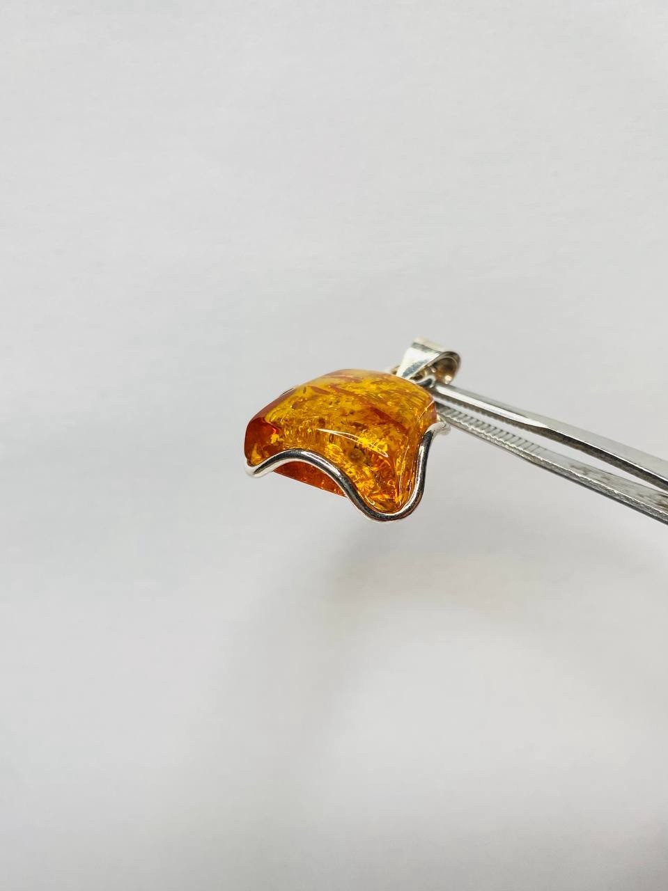 925 Solid Sterling Silver Honey Baltic Amber Designer Oval Beautiful Pendant