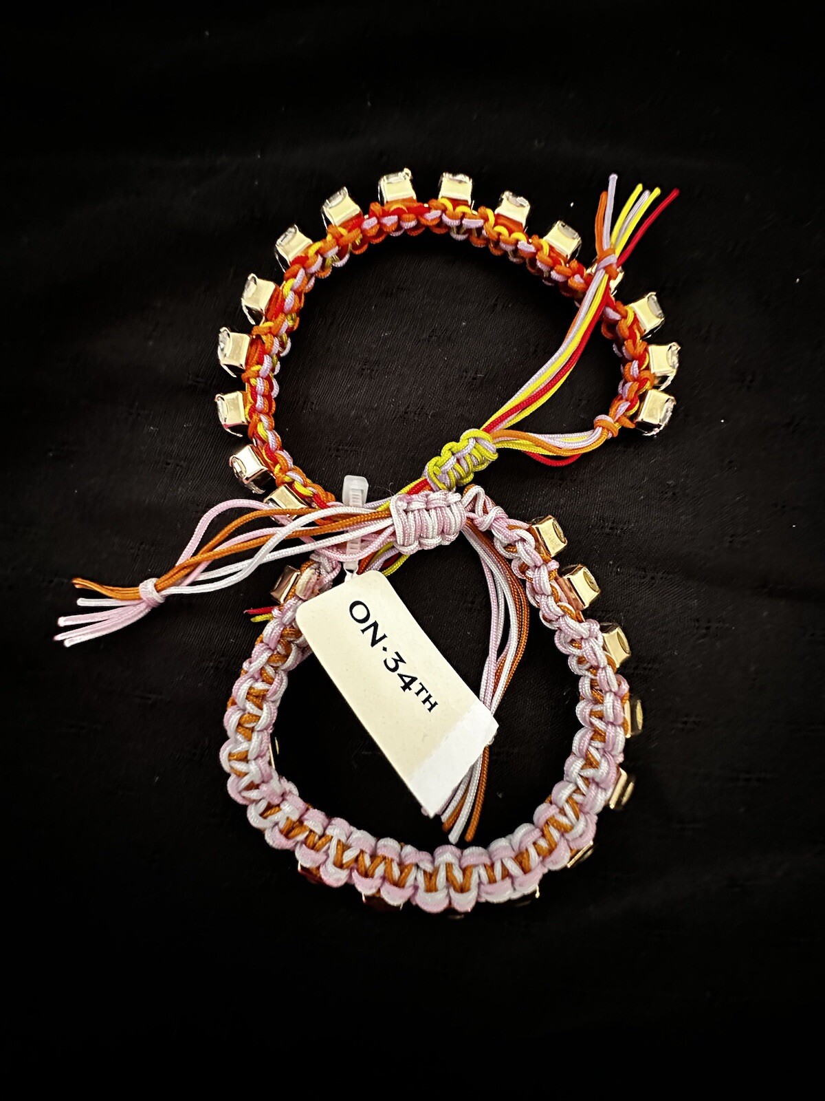 On 34th Crystal Slider Woven Bracelets (4 Sets ) $198