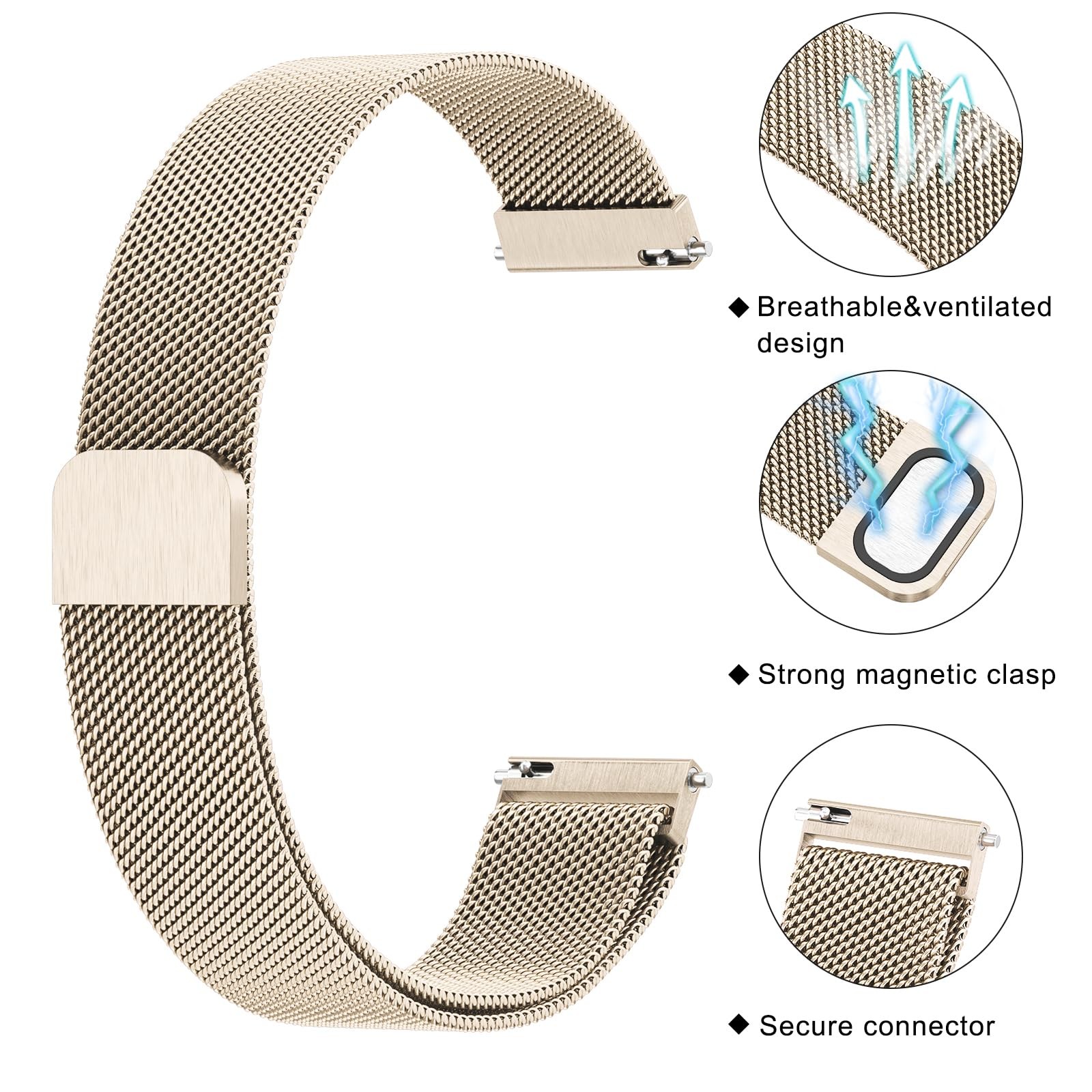 18mm Metal Bands for Garmin Venu 3S / Venu 4 41mm / Venu 2S / Vivoactive 4S /…