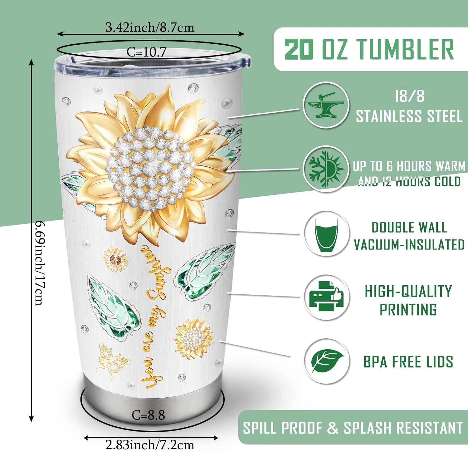 Daughter Gift from Mom Dad 20oz Tumbler Insulated Stainless Steel Grey Cup