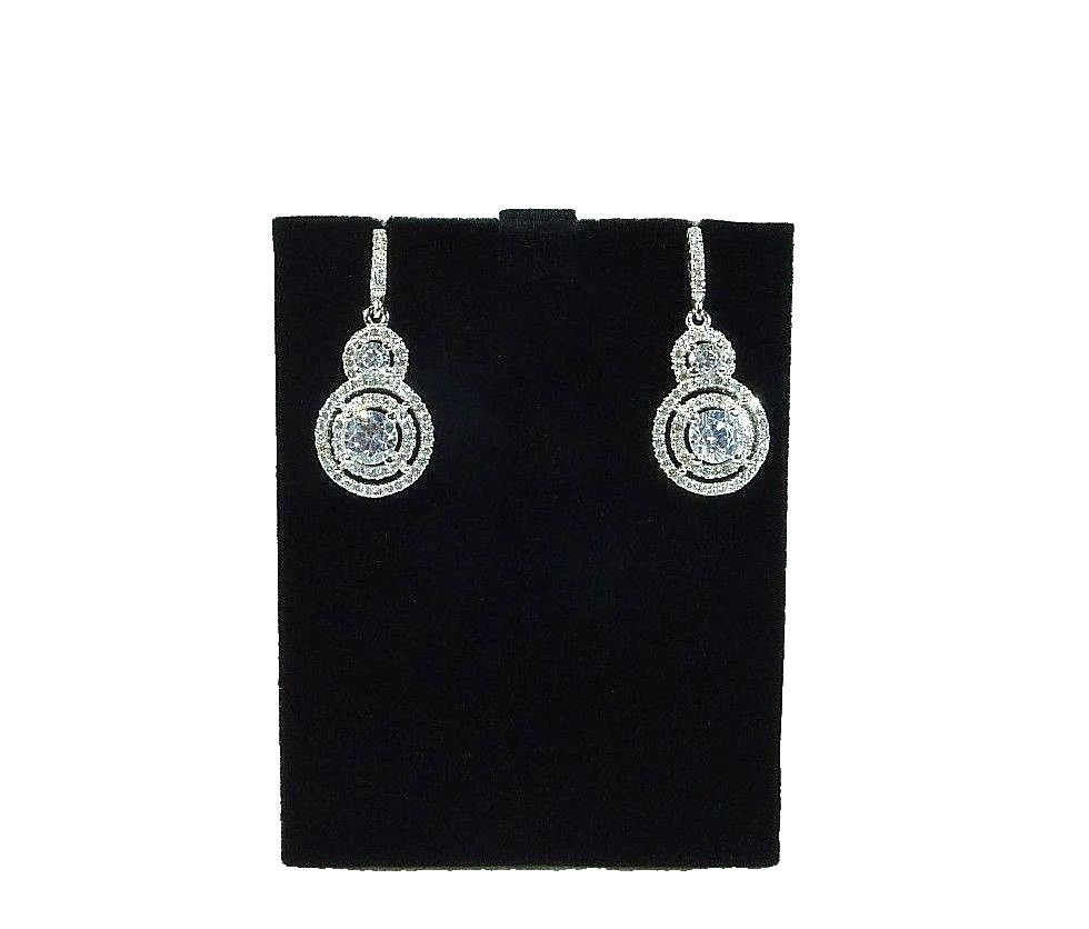 4.95ct White Cubic Zirconia Sterling Silver Double Halo Earrings