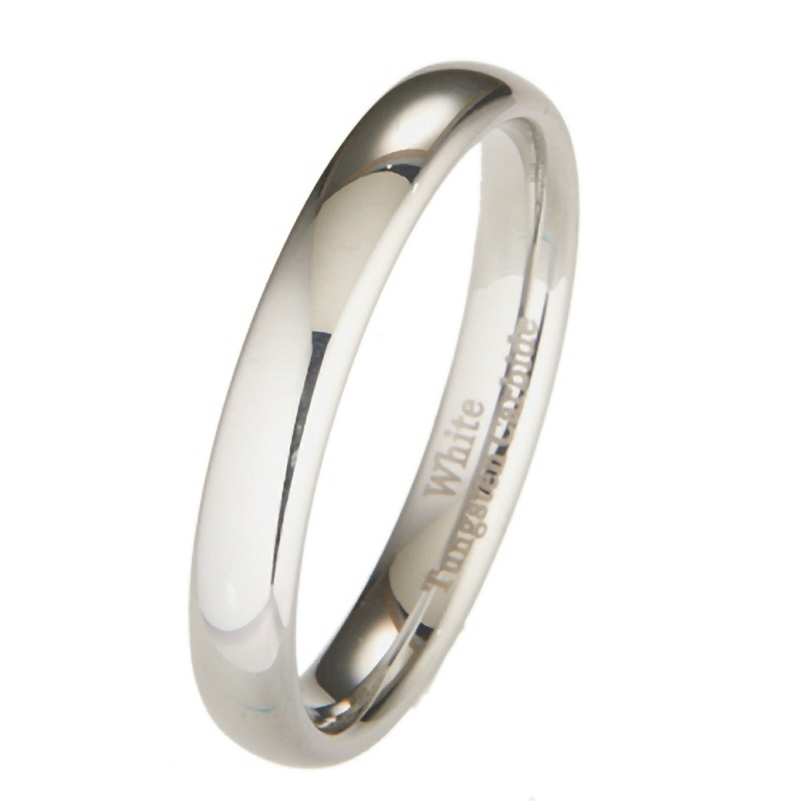 3mm-10mm White Tungsten Carbide Polished Wedding Ring * Custom Engraved *