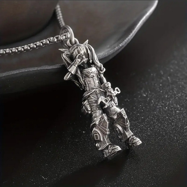 Mechanic Girl Jewelry Vintage Silver Sexy Goddess Standing Pendant Necklace