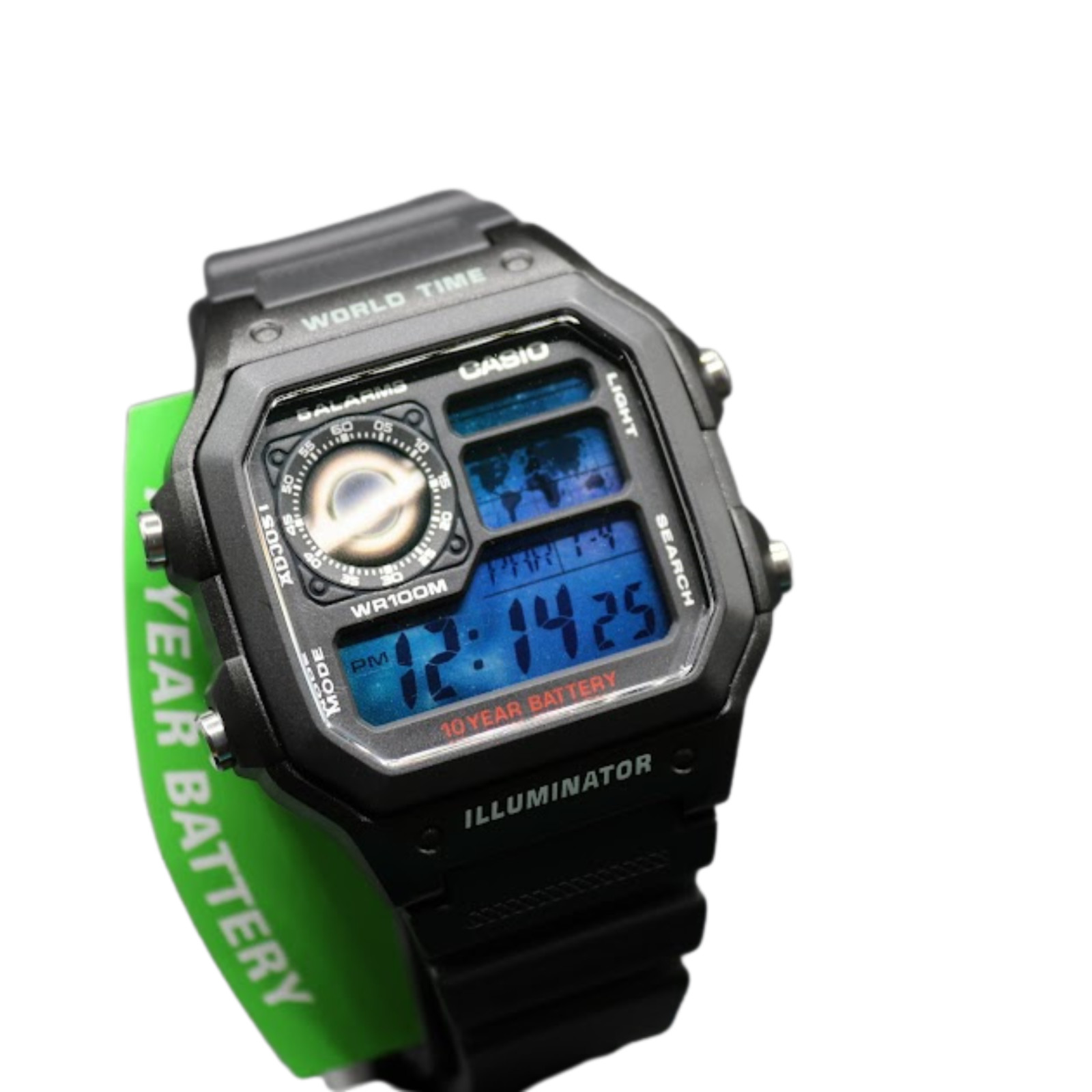 CASIO AE-1200WHD Royale World Time Watch Mod Interstellar Black Hole Display