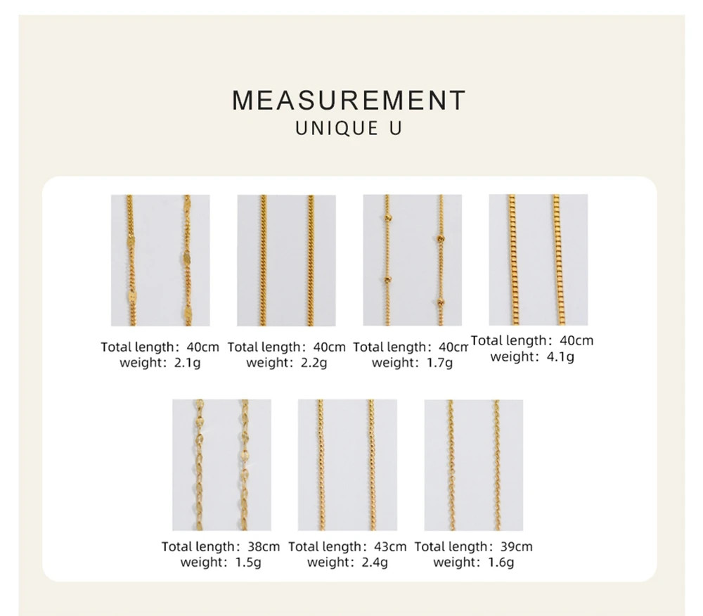 Classic Gold Stainless Steel Necklaces Simple DIY Basic Chains Jewelry