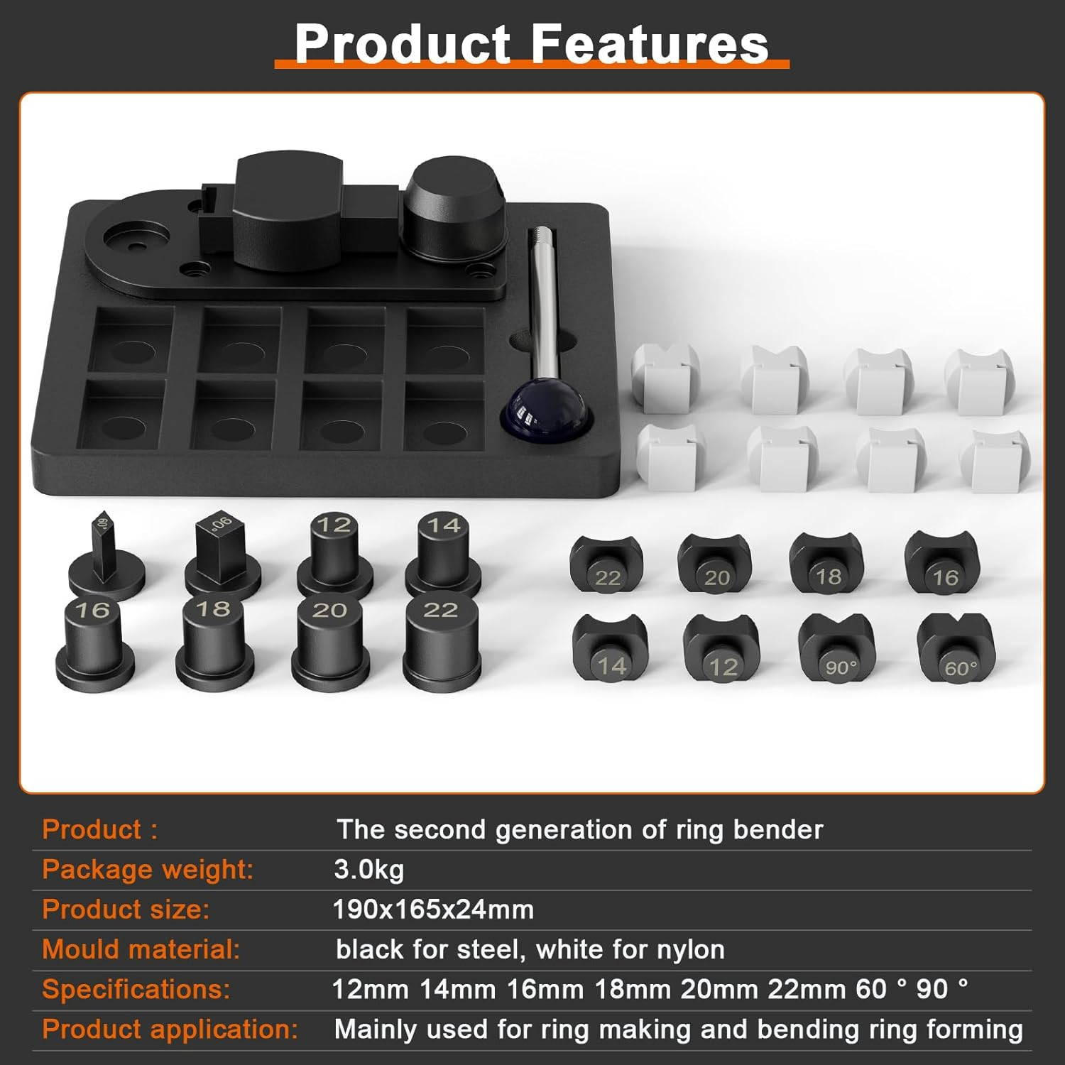 Ring Bending Tool, Ring Bender with Nylon Dies Rings Making Tool, Rings Measurem