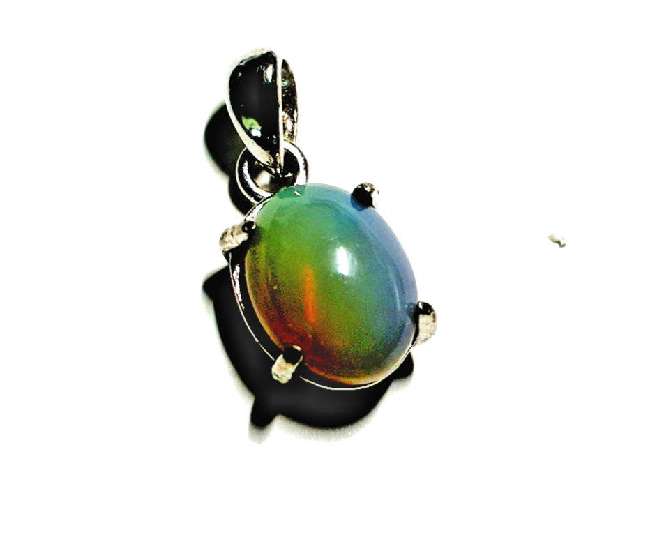 1.55 Ct. Ethiopia Natural Floral Flash Play-of-Color White Opal SilverPendantNew