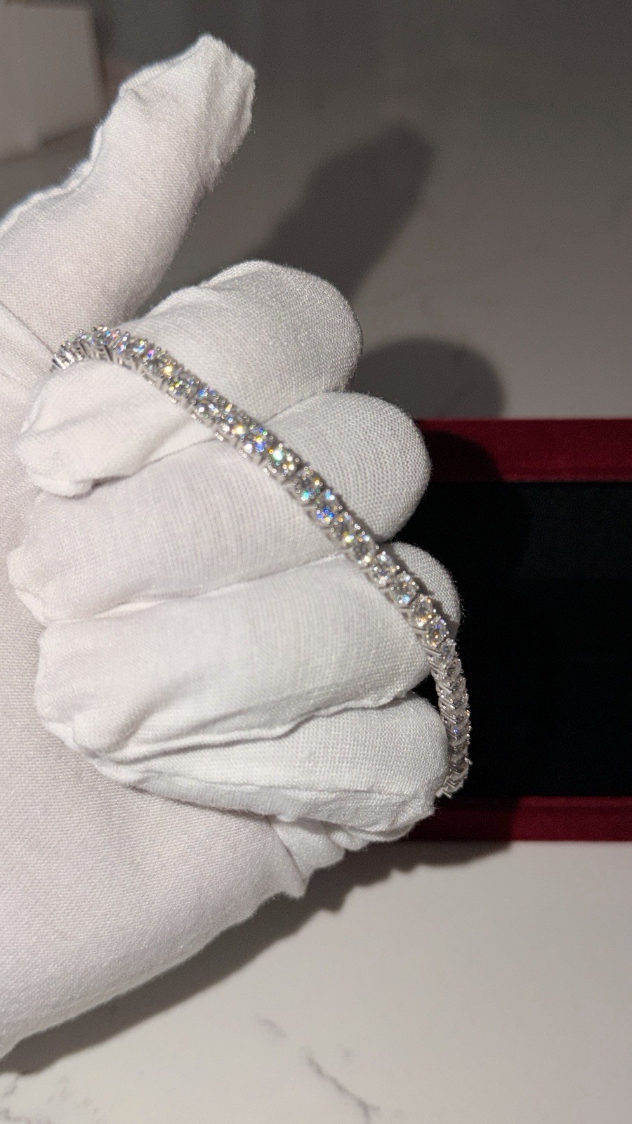 GRA Certified Moissanite 925 Silver Tennis Bracelet Round Prong Box Clasp