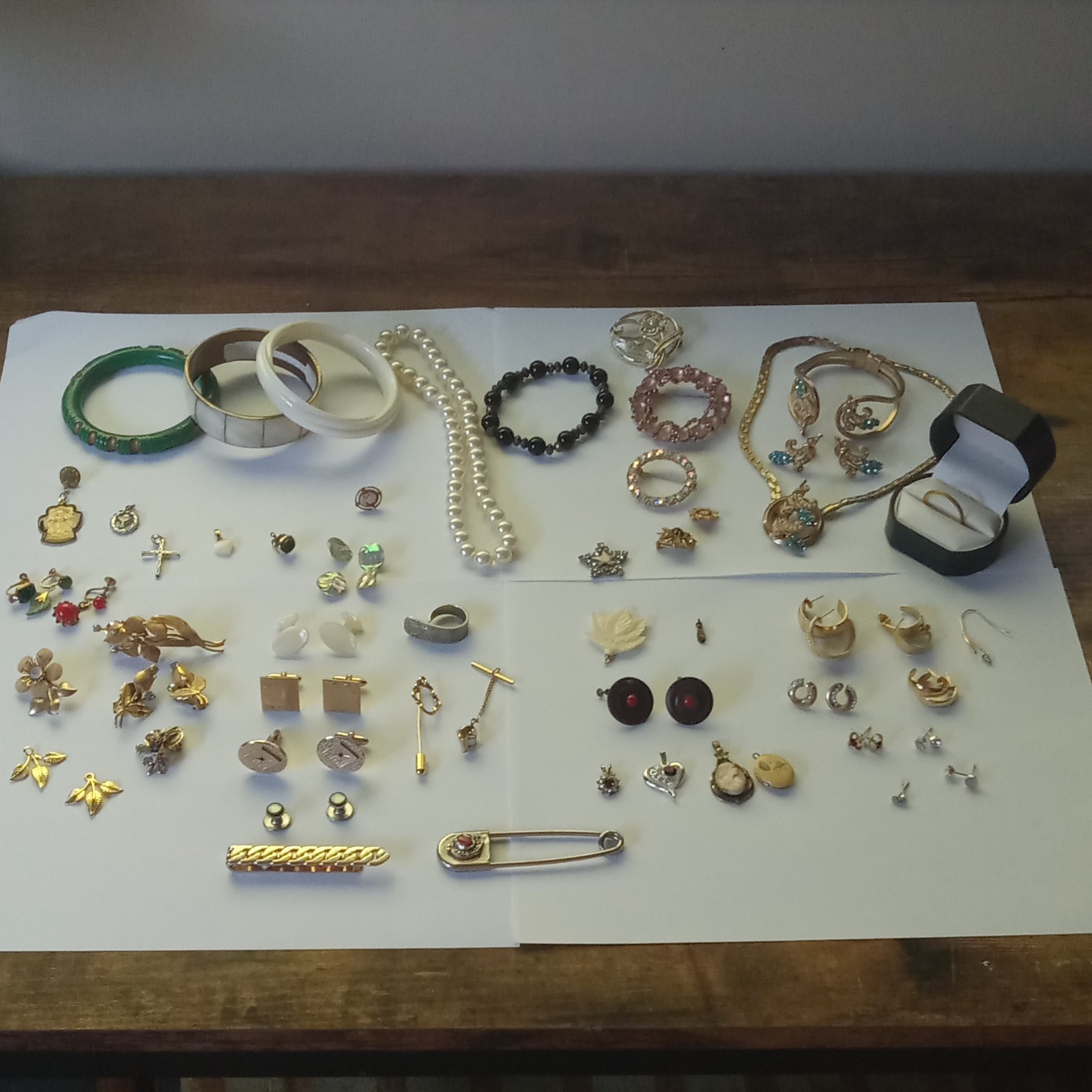 Vintage lot Of Jewelry Mixed Rings Earrings Bracelets CuffLinks Pins and more