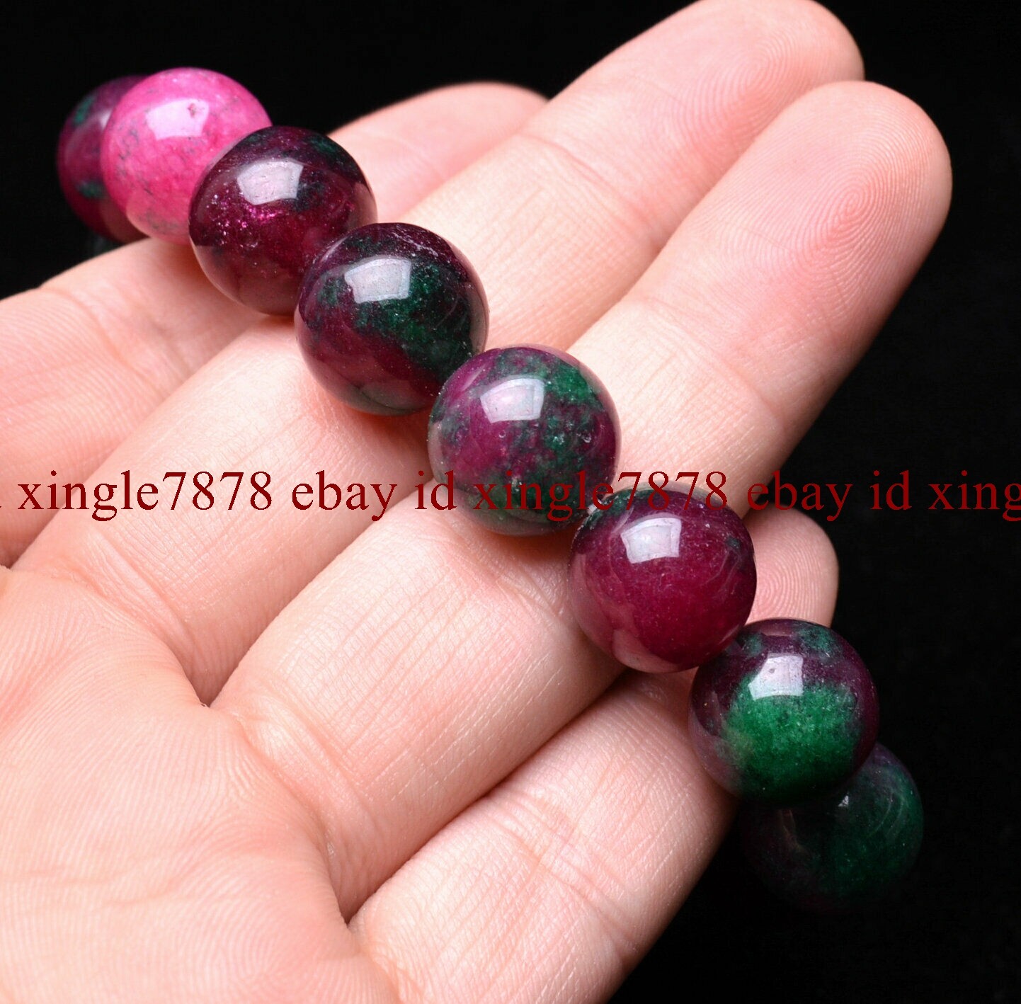 6mm-20mm Top Natural Red Green Zoisite Epidote More Red Gemstone Bead Bracelet