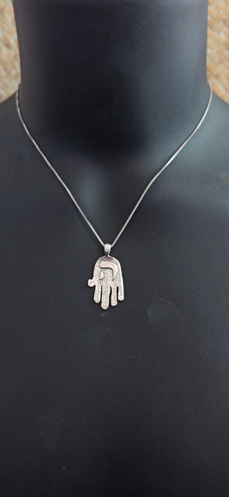 Vintage HaShem Hamsa Necklace Silver Shaddai ה 925 Israel Jewish Unisex Gift Box