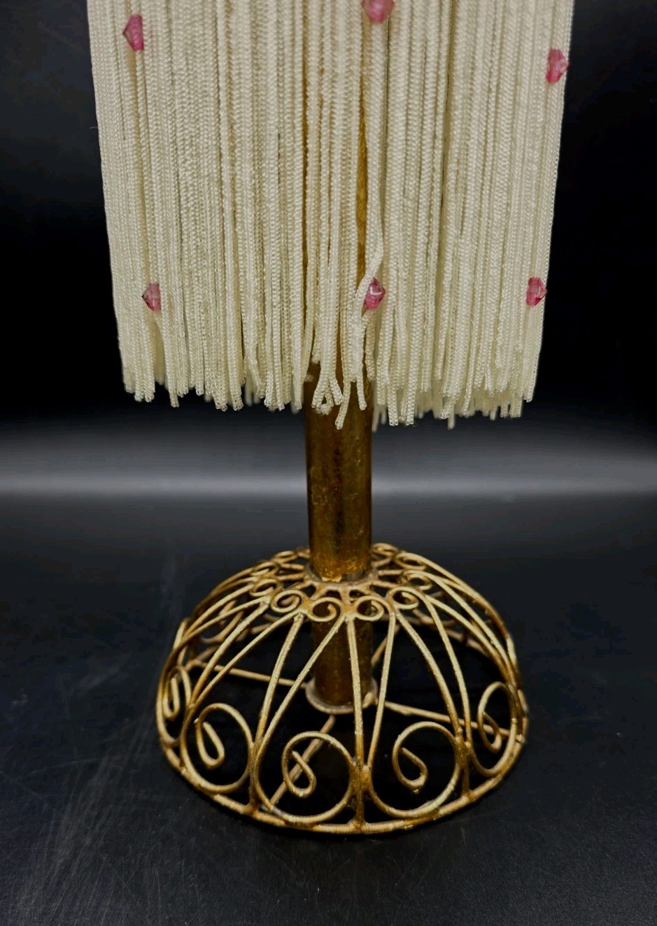Vntg Flapper Style Table Top Bust Form Purple Velvet Fringe Mannequin 18¼”