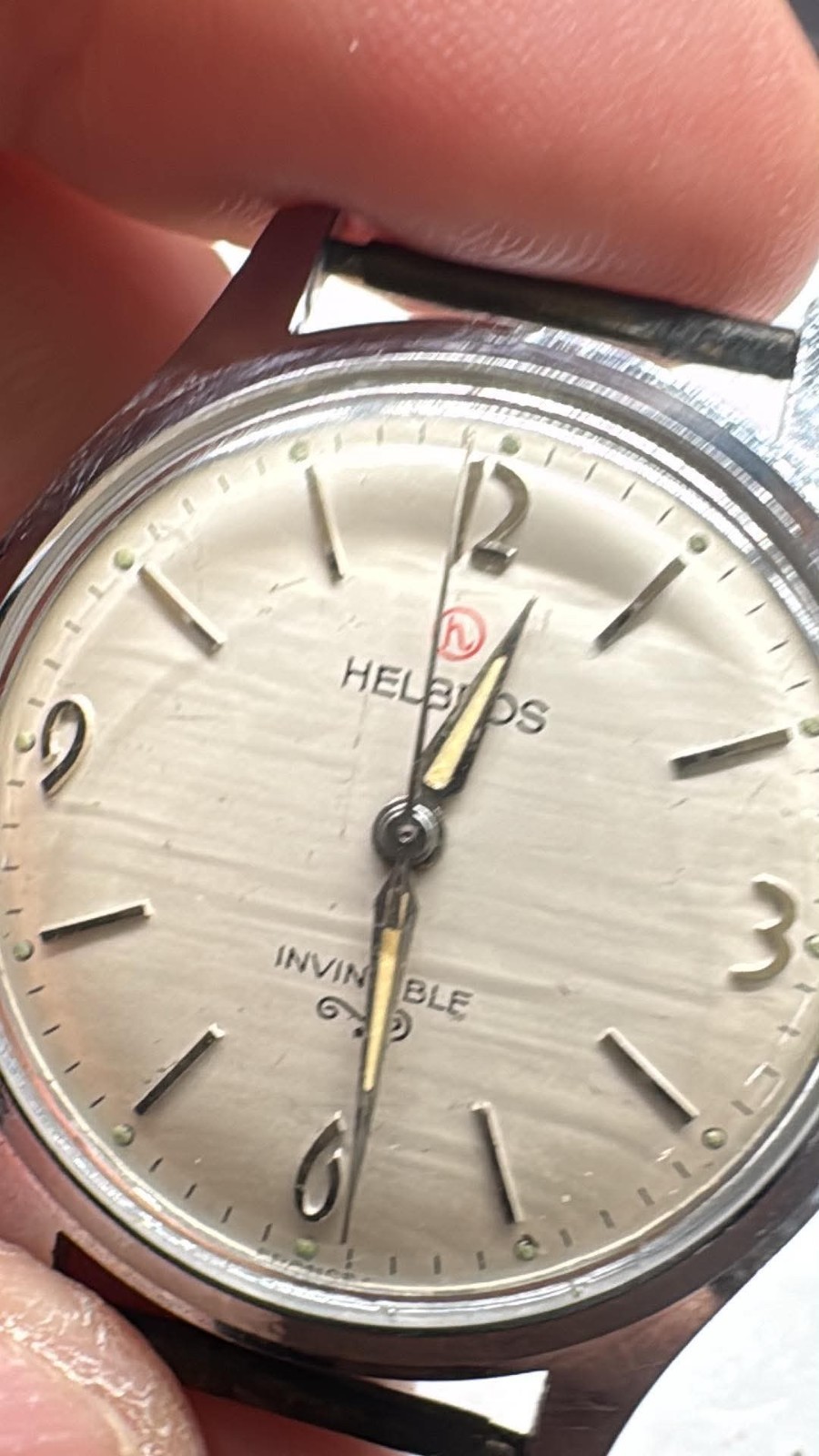 Vintage SS 33MM Helbros Invincible Manual Men’s Watch RUNS A50