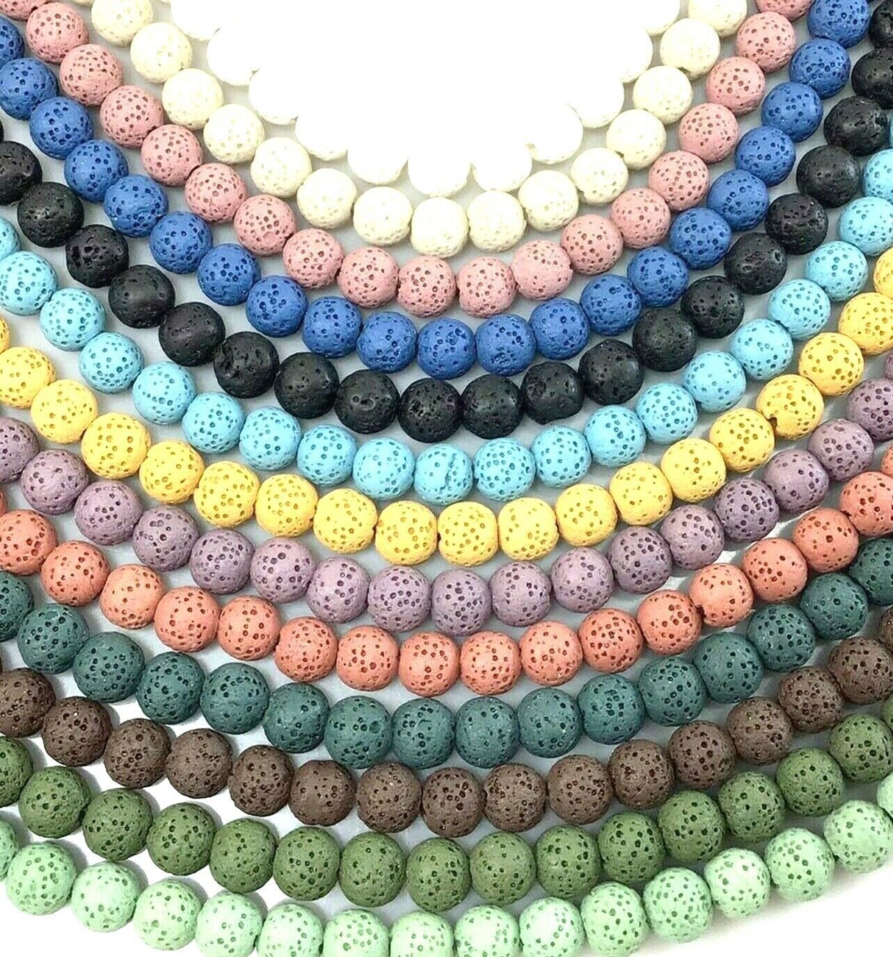 13 Color Lava Stone Bead Rock Round Beads 15″ 6mm 8mm 10mm Jewelry Make Diffuser
