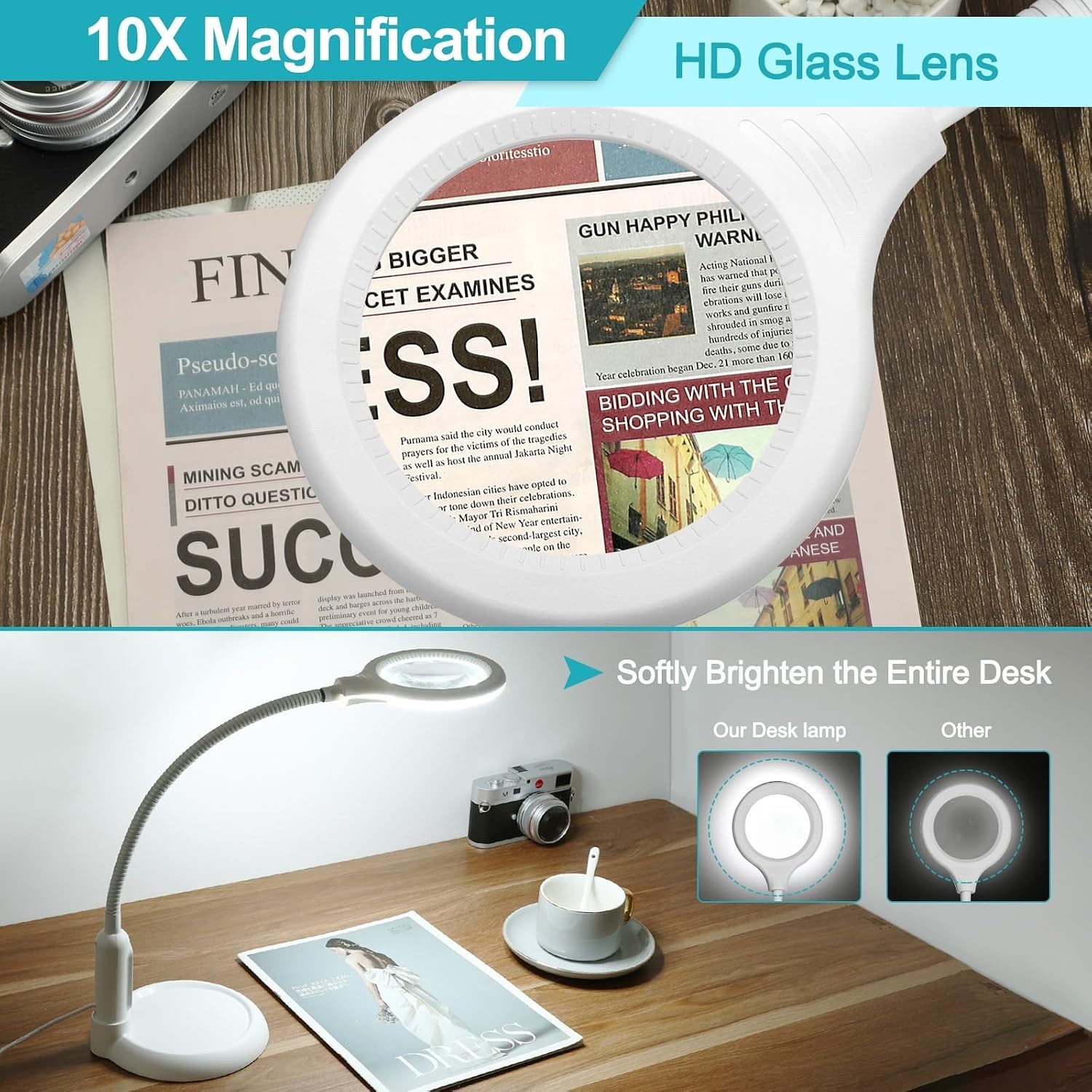 Flexible Gooseneck LED Desk Lamp Hands Free