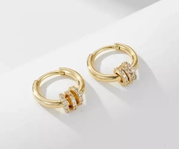2Ct Round Cut Created Diamond Mini Huggie Hoop Earrings 14k Yellow Gold Plated