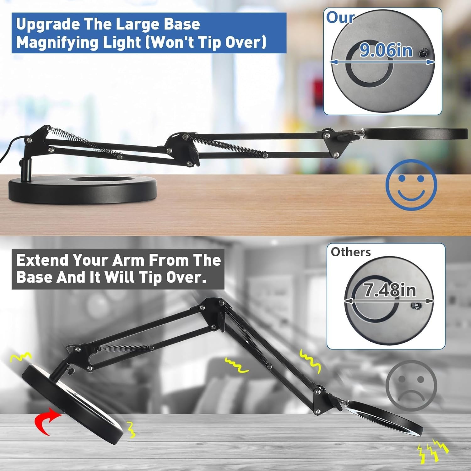 Real Glass Lens Magnifier Light & Stand, Crafts & Soldering