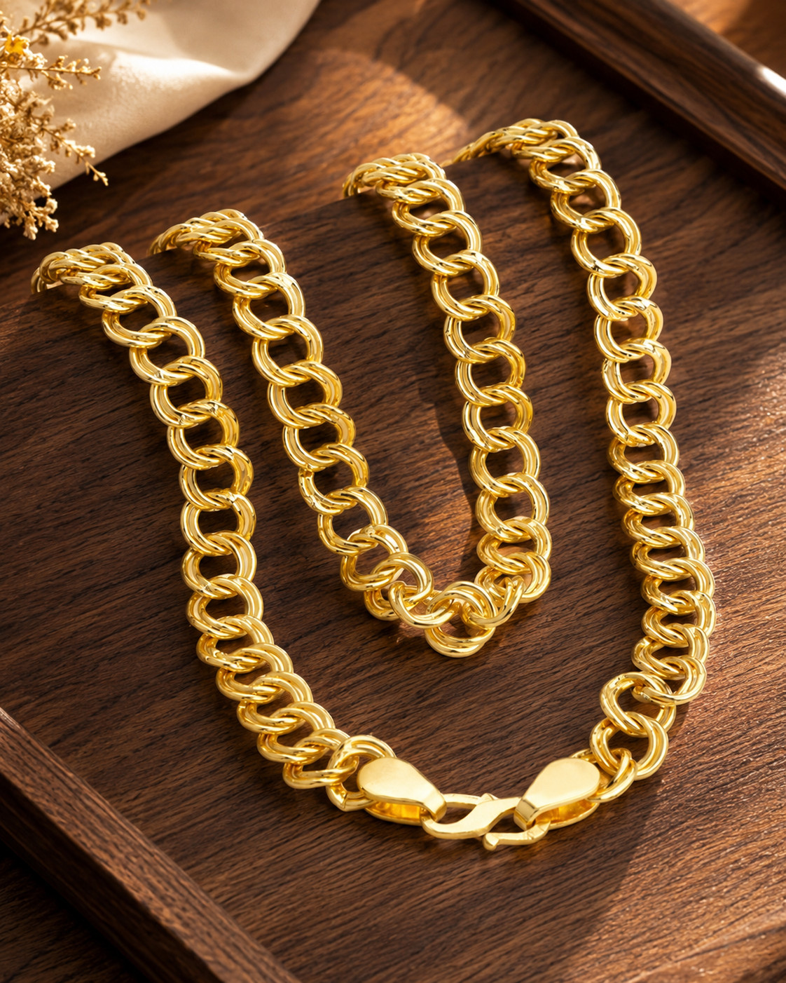 10K Yellow Gold 10mm-12mm Double Rolo Round Link Chain Necklace or Bracelet 20″