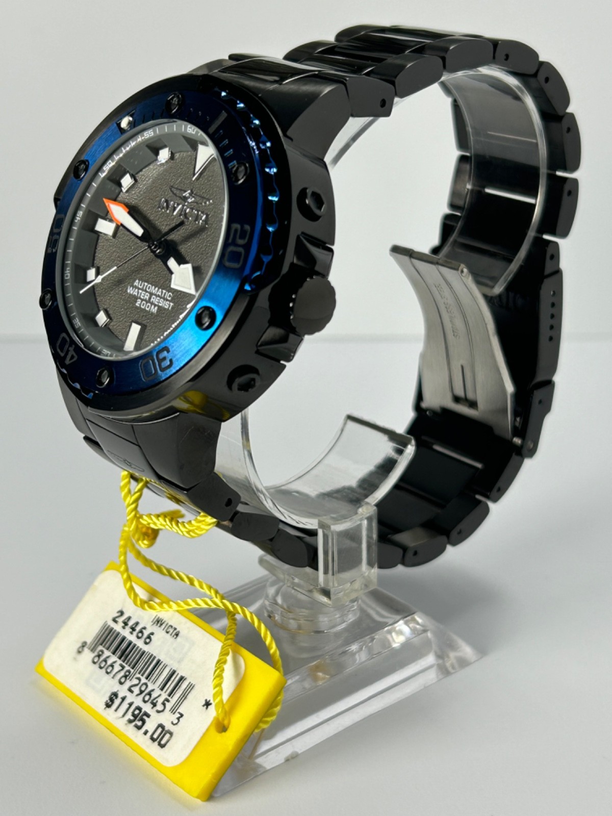Invicta Pro Diver 24466 Automatic 49MM Black W/Grey Dial Black/Blue Bezel New