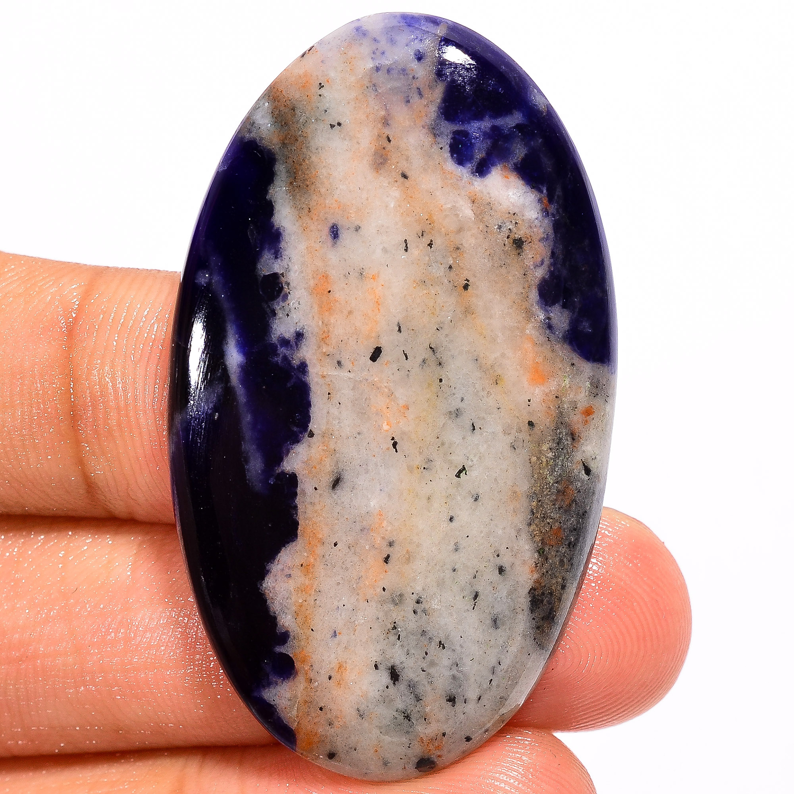 Natural Sodalite Oval Shape Cabochon Loose Gemstone 47.5 Ct. 45X26X5 mm EE-36667
