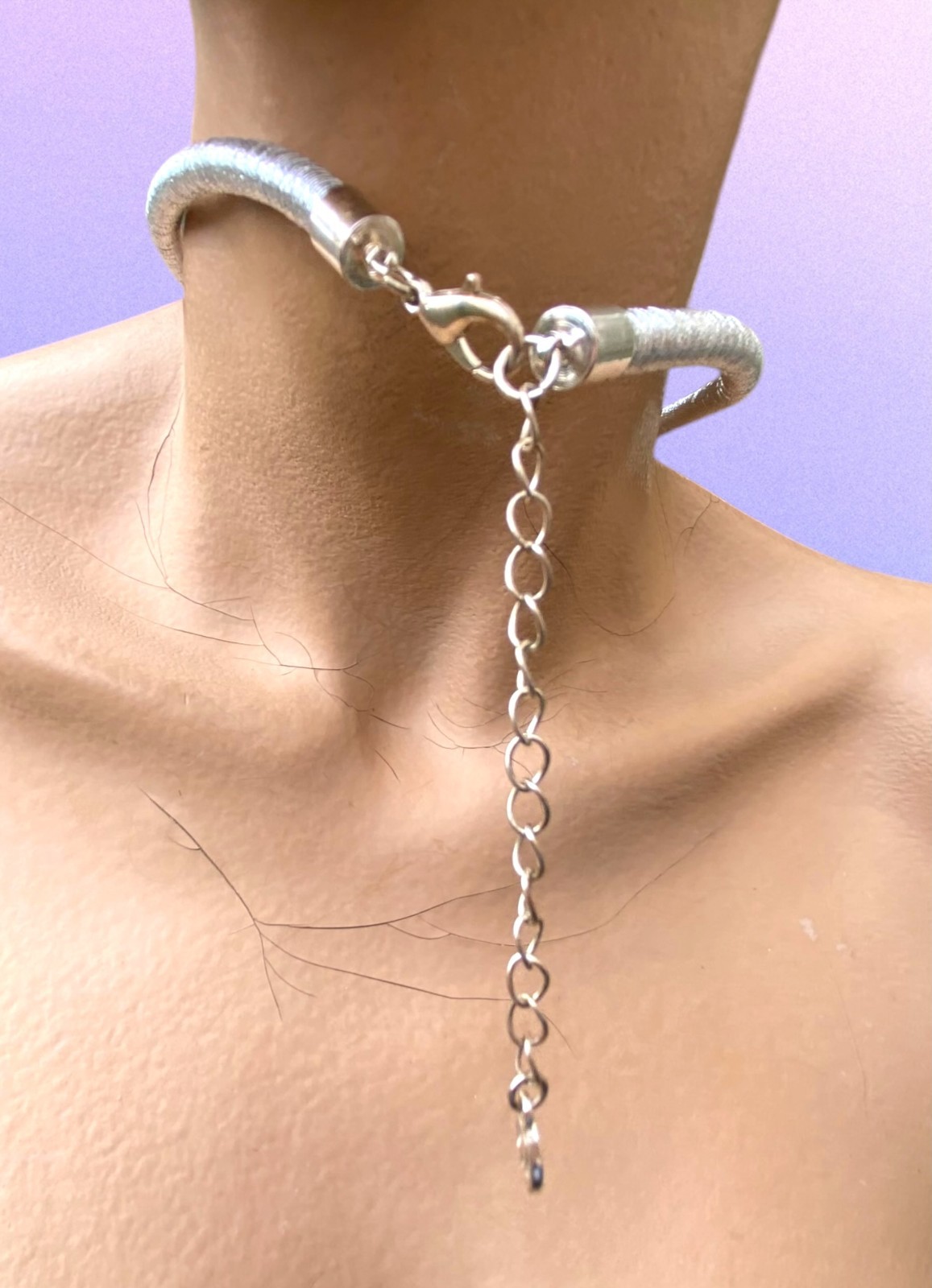 Wire Wrapped Metal Necklace Black Onyx Beads Statement Modern Art Necklace