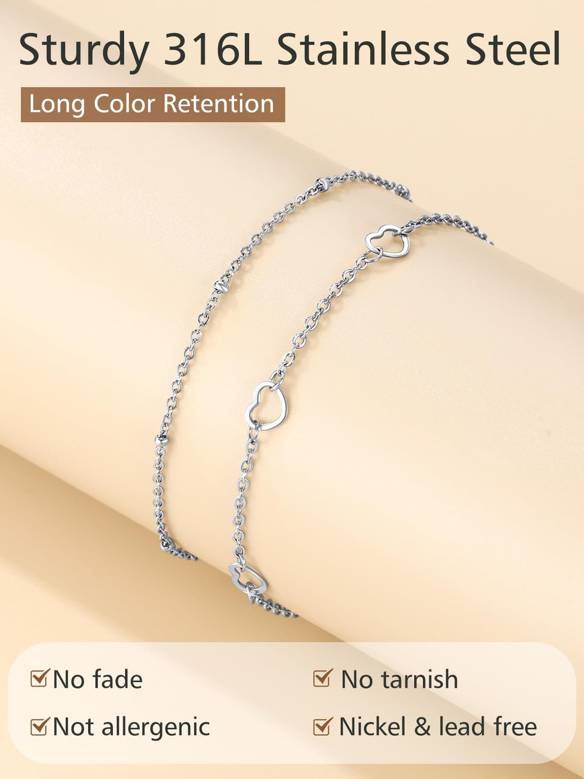 FindChic Black/Silver/Gold Plated Anklets Set of 2PCS/3PCS Herringbone Chain …