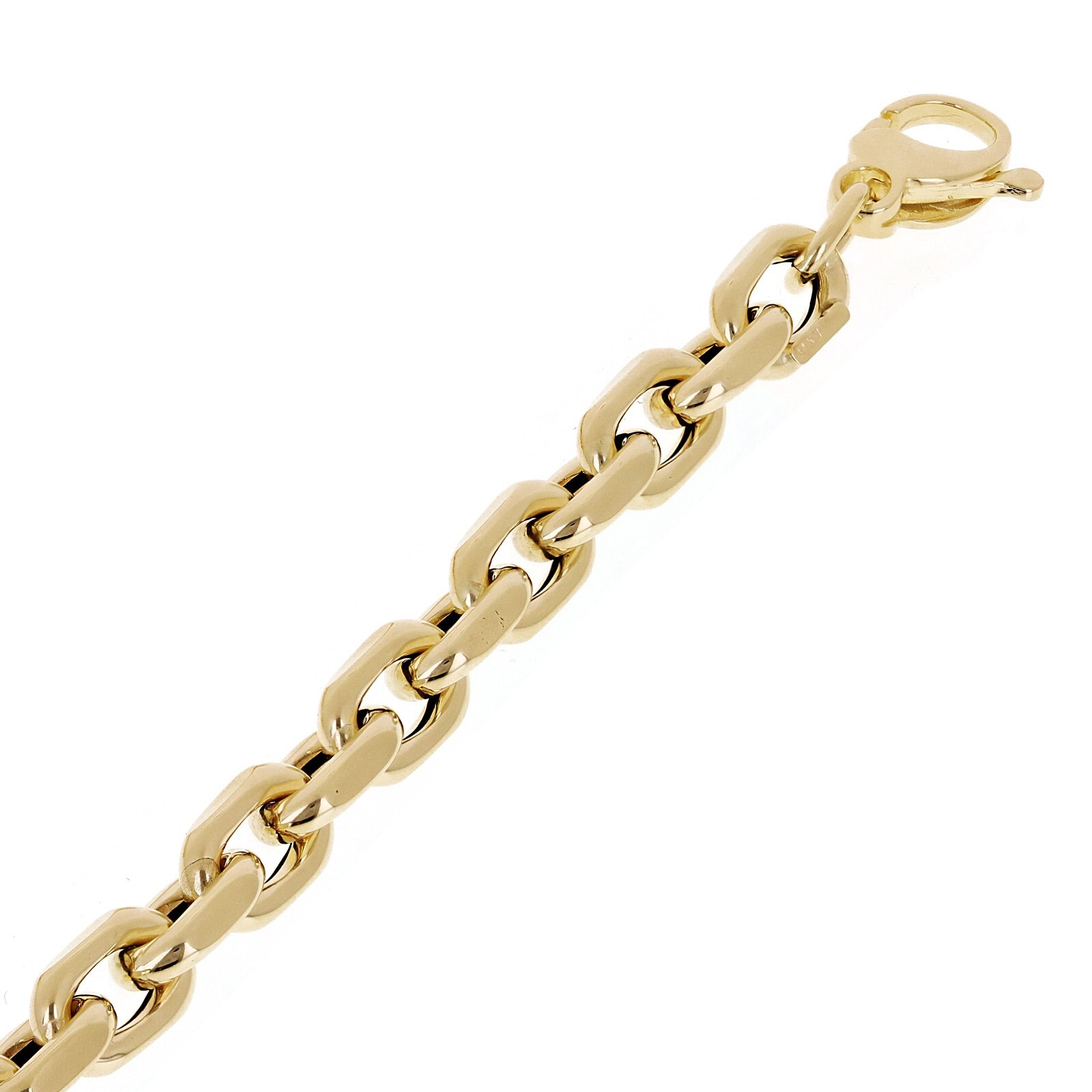 Italian Yellow Gold Hollow Oval Link Rolo Chain Bracelet 7.5″ 7.5mm 7.4 grams