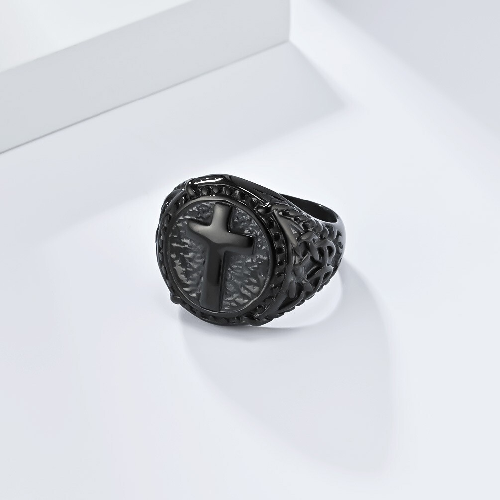 Mens Celtic Knot Cross Signet Ring Gothic Stainless Steel Biker Band Boy Jewelry