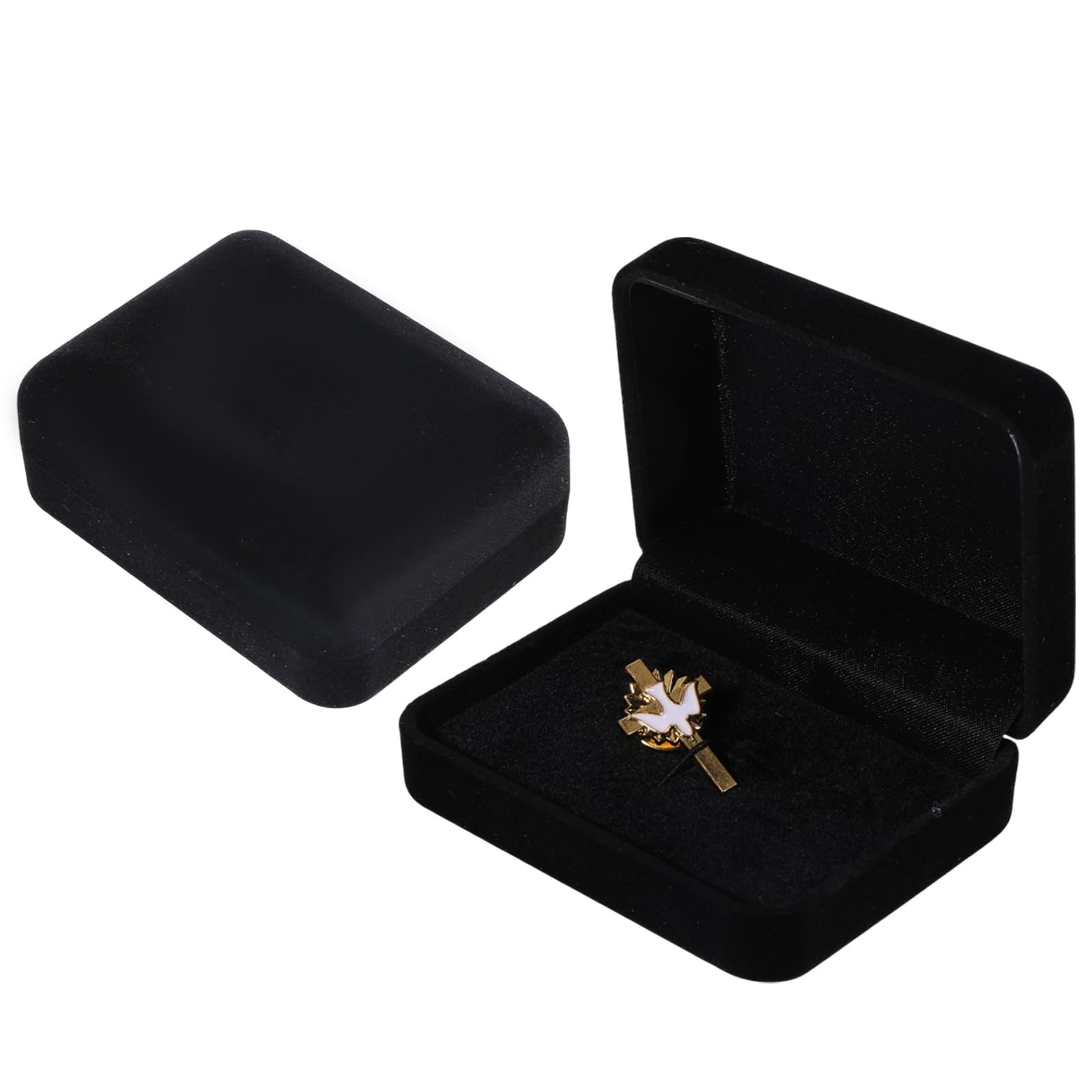 CHGCRAFT 2 Pcs Velvet Cufflink Tie Clip Box Black Flocking Storage Gift Box J…