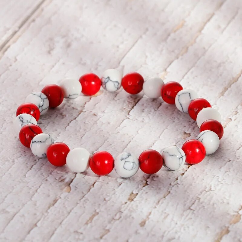 Natural Black White Pine Mixing Stone 8 mm Beaded Strand Bracelets Yoga Jewelry