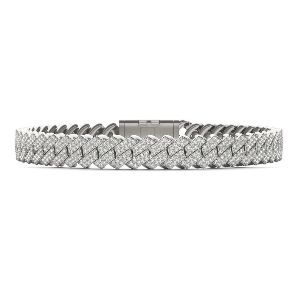 Luxurious 4.75 CT White Sapphire Cuban Chain Link Pave Wedding Bracelet For Man