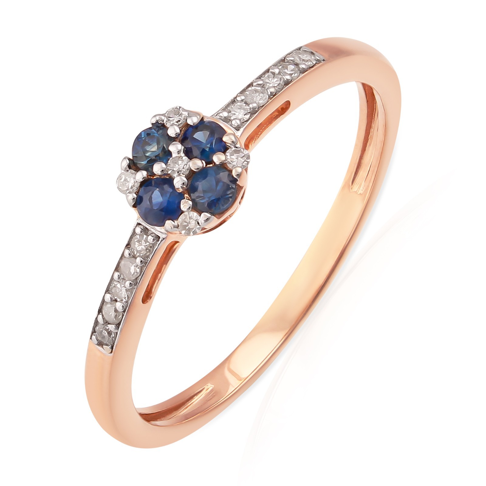 0.24 Tcw Blue Sapphire Diamond Flower Cluster Pave Ring 925 Sterling Silver Gift