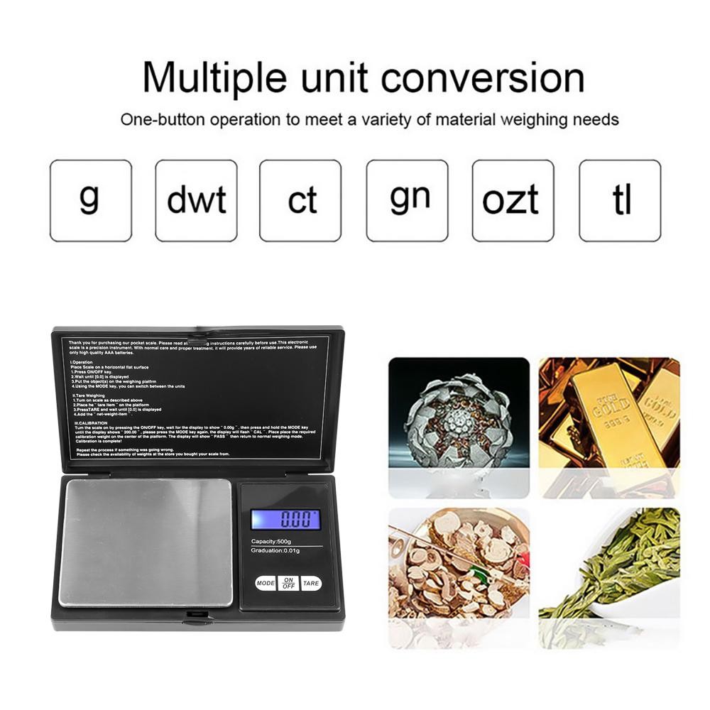 Mini Jewelry Scale 0.01g Electronic Stainless Steel Digital Pocket Scale Gold Gr