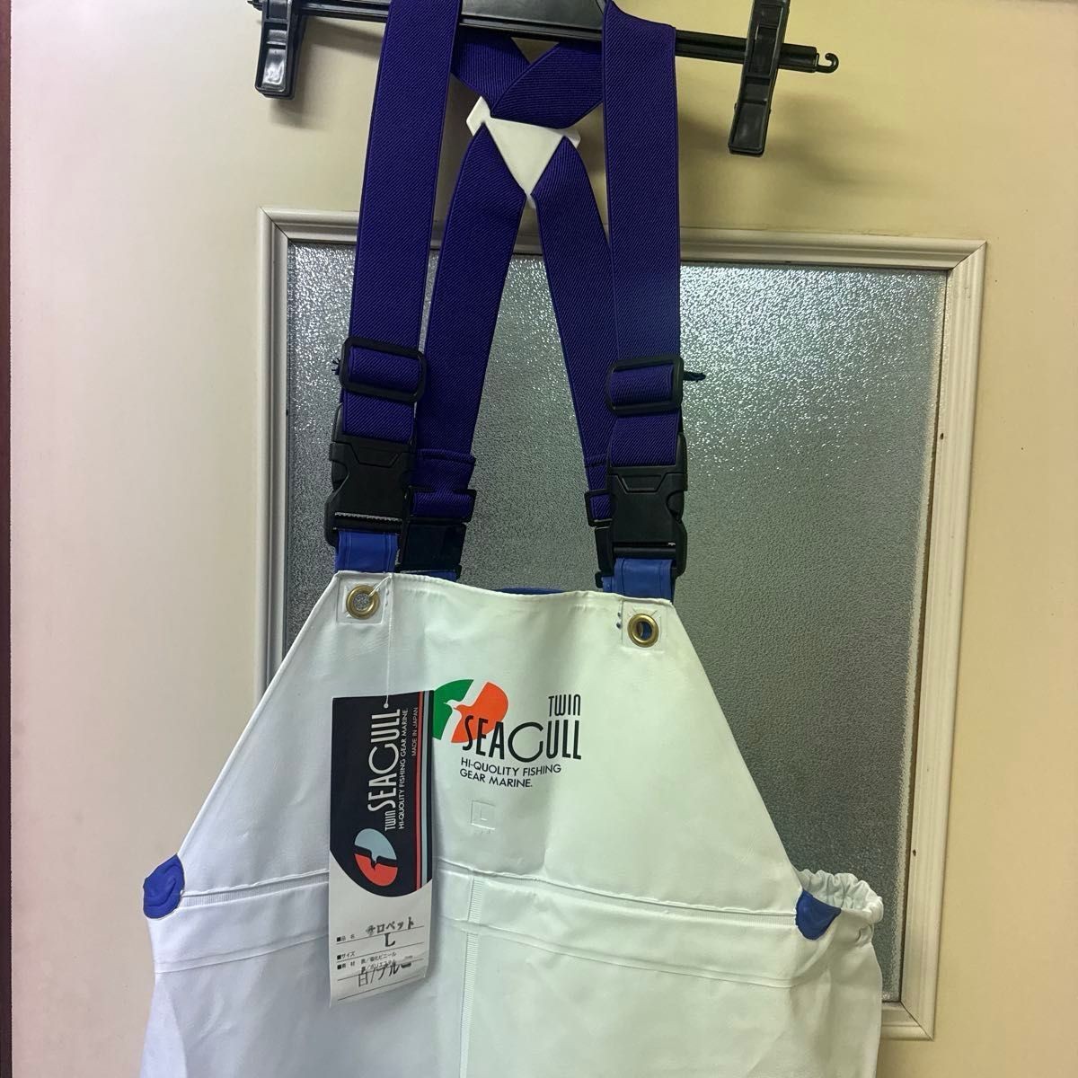 SEAGULL Overalls White Blue L HI QUALITY FISHING GEAR MARINE