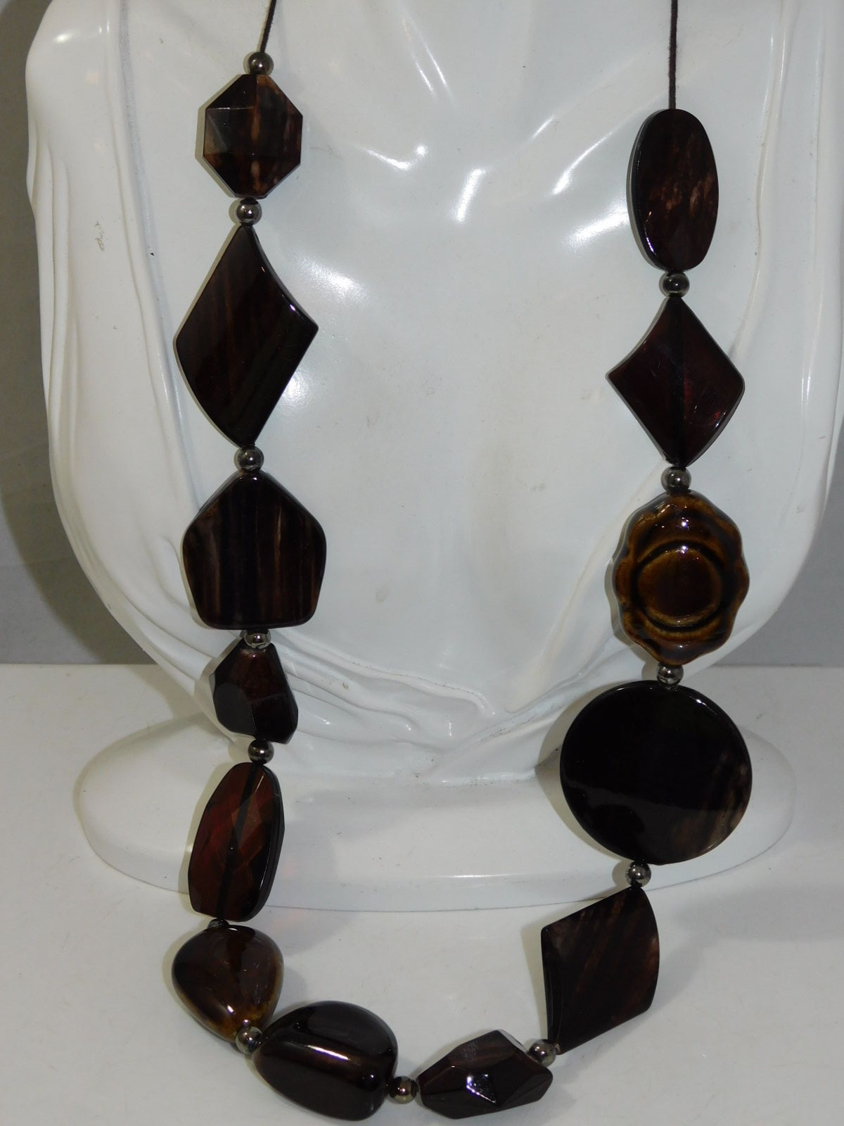 Espresso Brown Bead Long Cord 26″ Beaded Necklace String Strand DE3