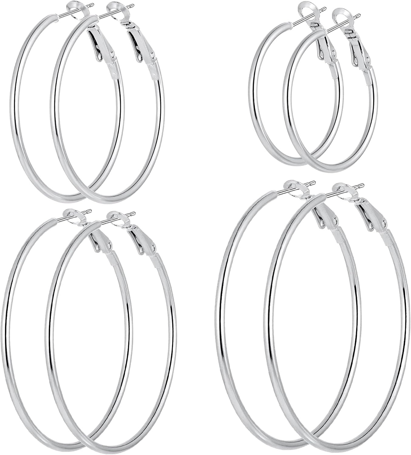 4/10 Pairs Stainless Steel Gold Silver Plated Hoop Earrings Hypoallergenic Daint