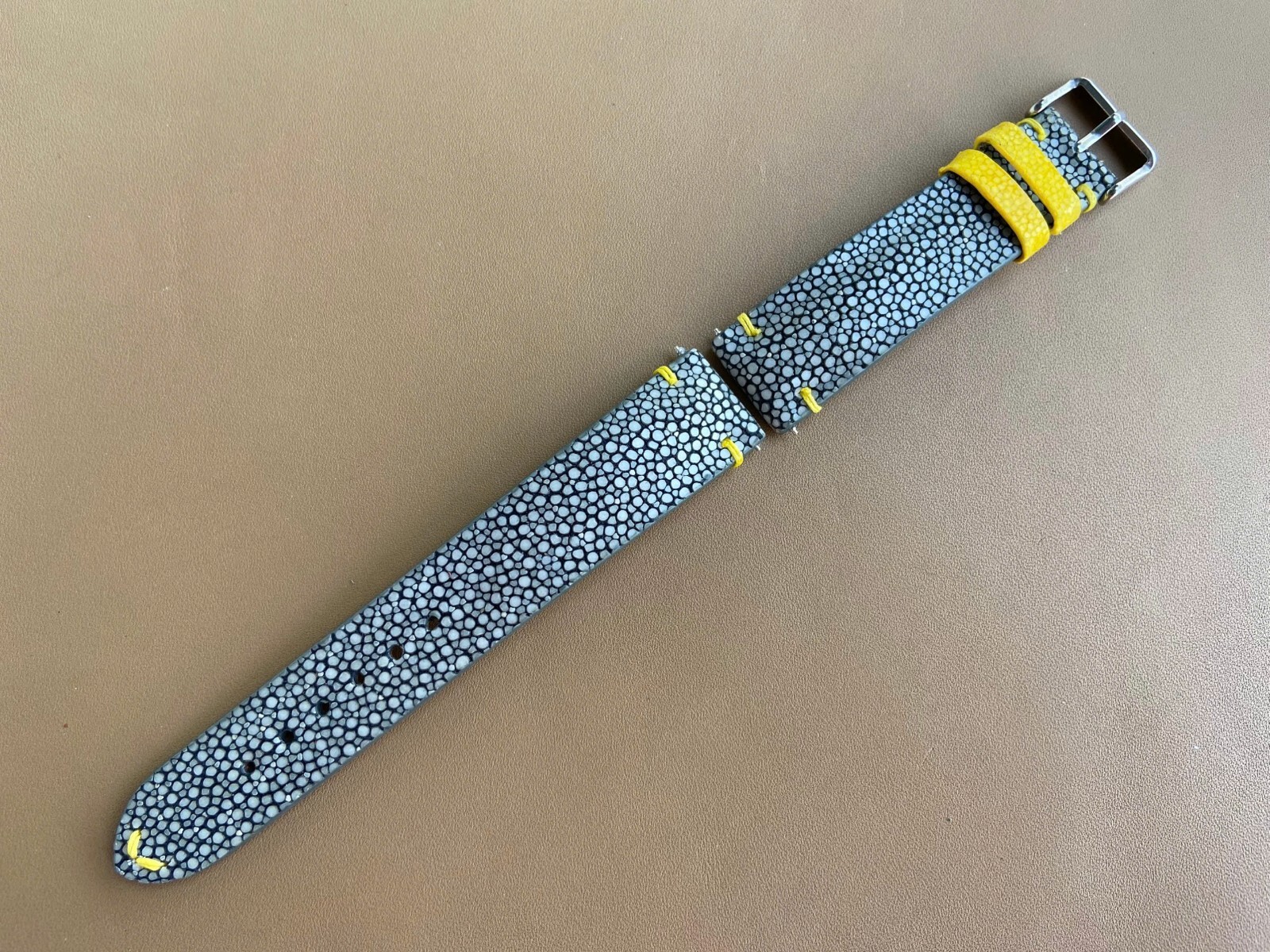 Black Stingray Leather Watch Strap Band, Size 18mm 19mm 20mm 21mm 22mm 24mm 26mm